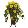 Nearly Naturals Hibiscus Artificial Plant in Stand Planter 8181